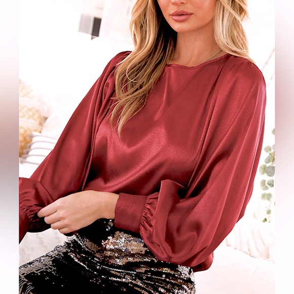 Vine & Love Tops - Vine & Love Burgundy Long Sleeve Blouse Women’s Small